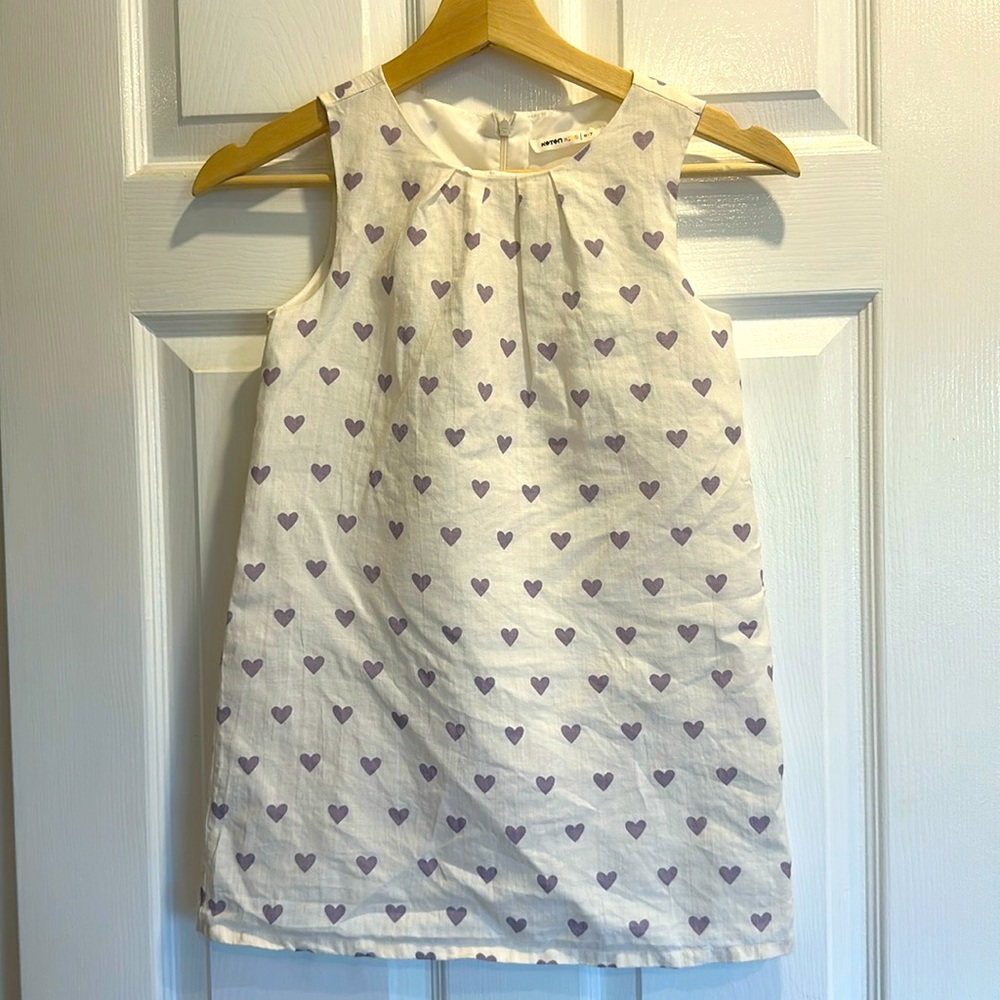 Girls Linen heart print dress